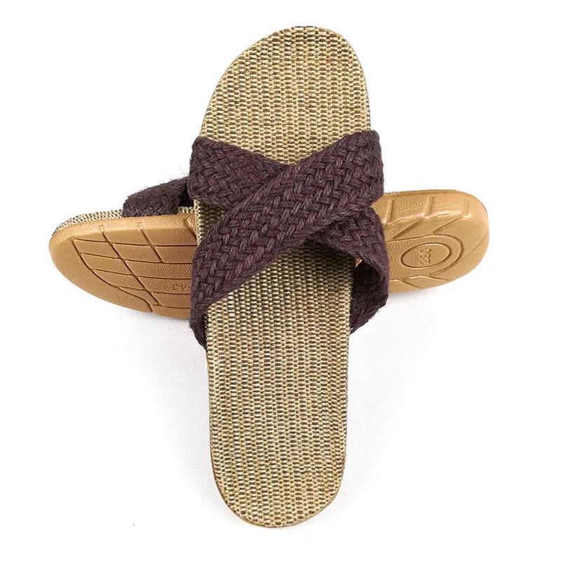 Модные летние домашние льняные нескользящие дышащие шлепанцы FAYUEKEY мужские