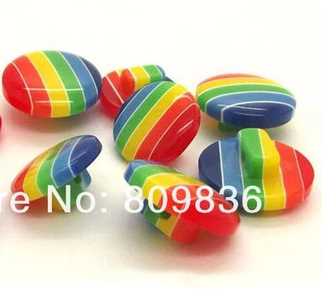 20 шт./лот милый в радужную полоску смолы кнопки Детская одежда комплект одежды
