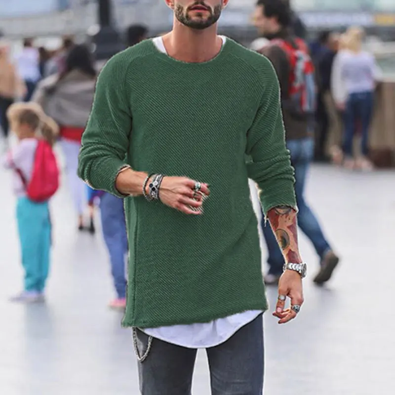 Moomphya Crew Neck Mens Slim Fit Pullover Long Sleeve O Knitted Sweater Tops Solid color hip hop streetwear men sweater | Мужская одежда