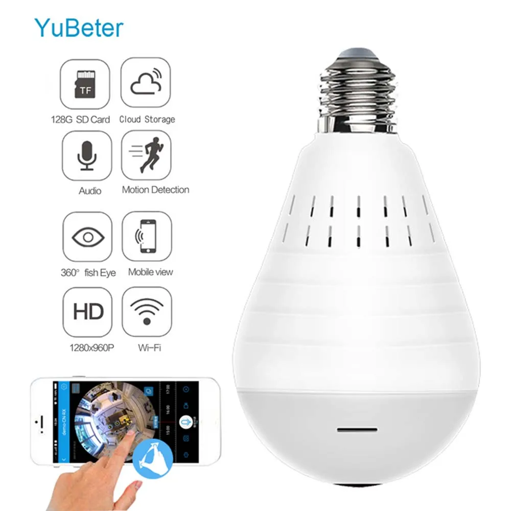 YuBeter 960P Wifi панорамная камера лампа 360 градусов рыбий глаз беспроводная домашняя безопасность видеонаблюдение ночная версия двухстороннее аудио