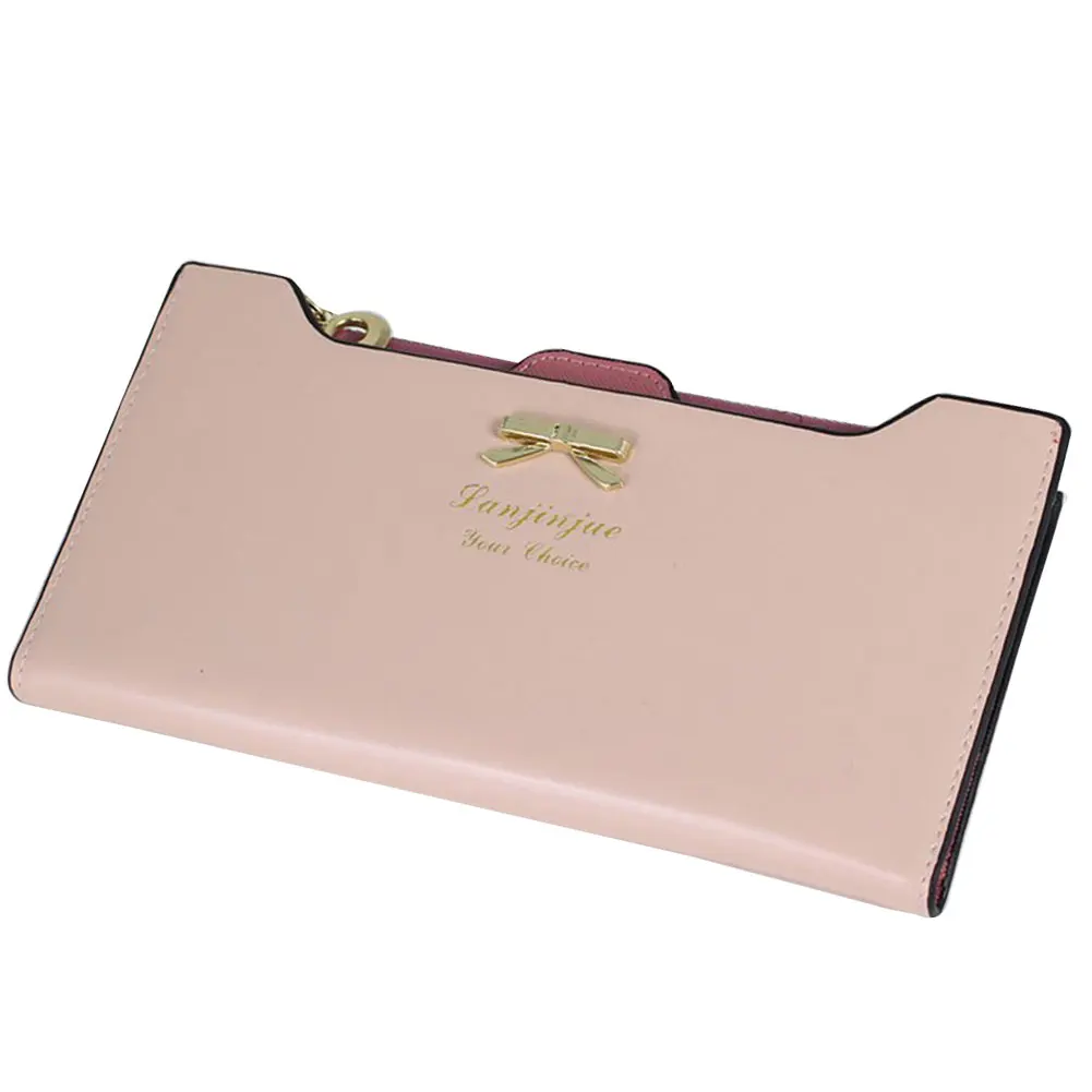 

New Design Bowknot Design Multi Purpose PU Leather Long Clutches Purse Zipper Wallet Pouch for Women FA$B Women bag