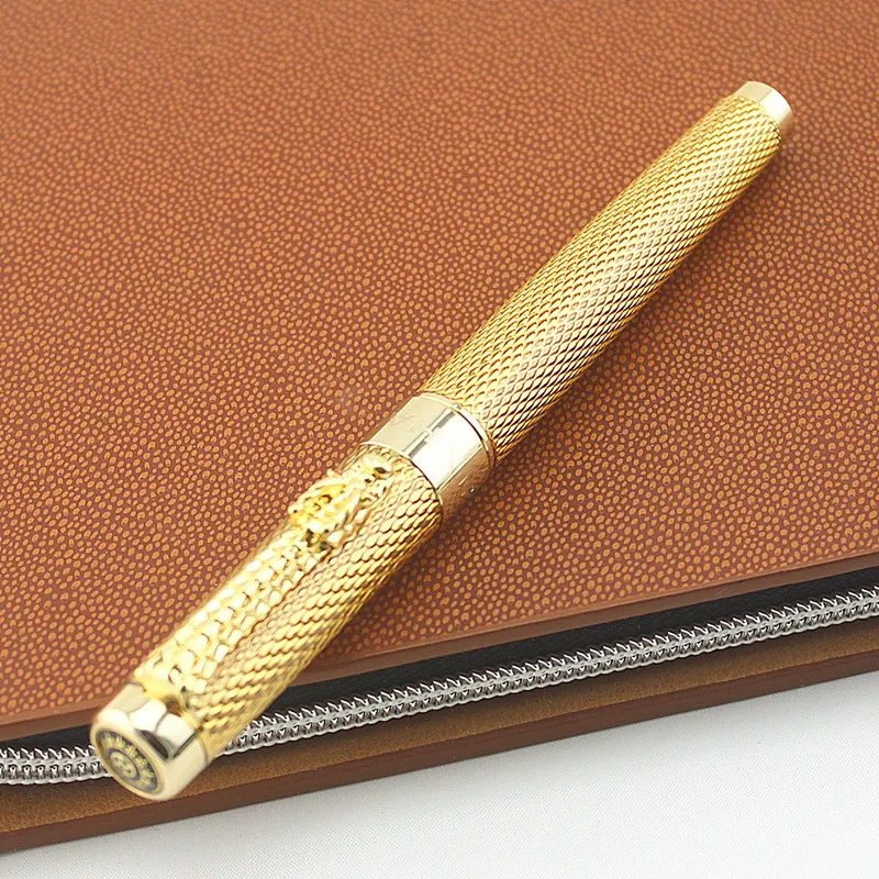 JINHAO 1200 Роскошный Дракон яркие золотые квадраты линии баррель ручки-роллеры Средний Перо