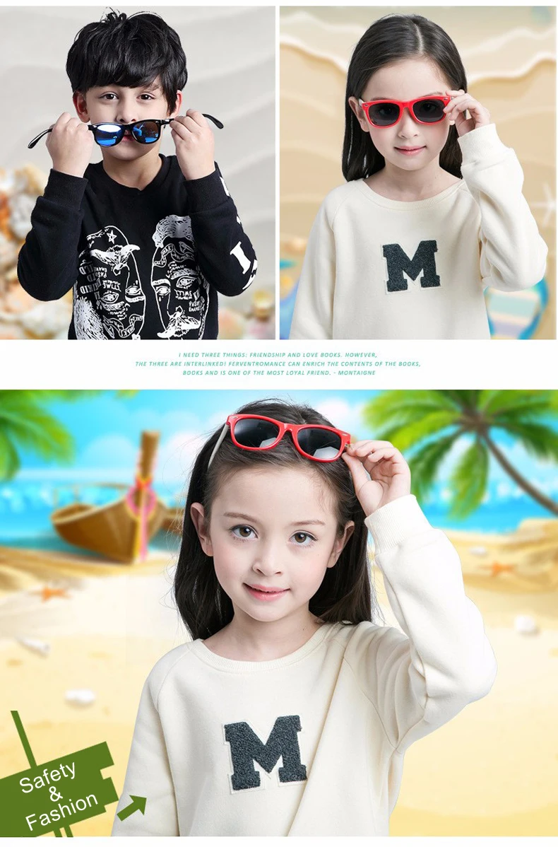 WarBLade Children Girls Safety Polaroid UV400 Kids Boys TR90 Polarized Sunglasses Mirror Sun Glasses Sport oculos With Case