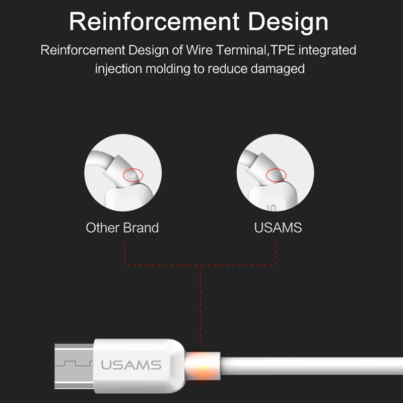 USAMS micro usb Кабельное зарядное устройство зарядный кабель для передачи данных