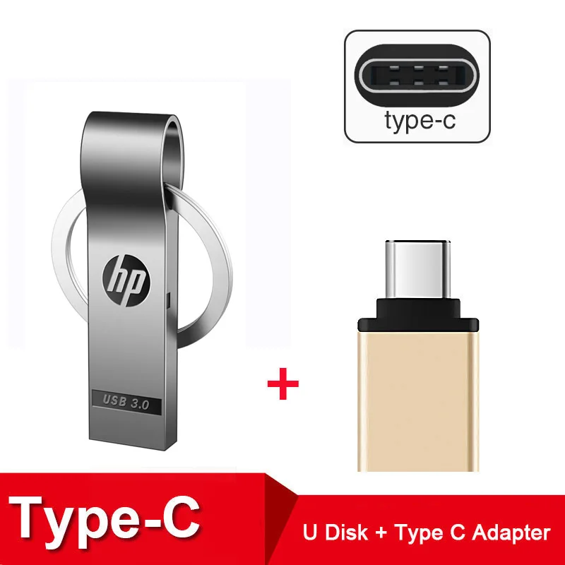 X785W Plus TYpe-C Флешка Новое поступление hp Металл USB Flash Drive флешки 16 gb 32 ГБ, 64 ГБ и 128 ГБ с tipe пользовательские мультфильм логотип флешки DJ диск на ключ Cle USB3.0 флешки - Цвет: X785W Plus TYpe-C