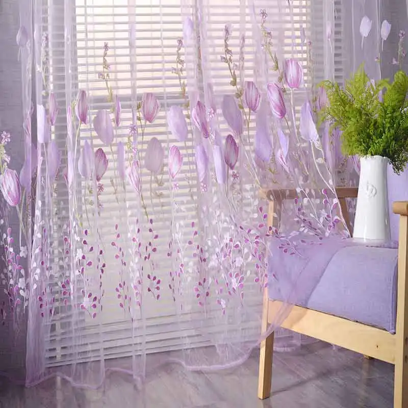 Тюлевые шторы с рисунком тюльпана для гостиной полиэстер детская комната