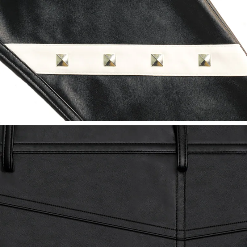 Мужские кожаные брюки одежда для выступлений мужские певец ди-джей Gd заклепки в