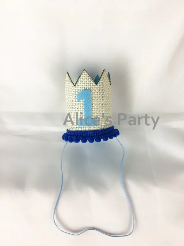 Новая Джутовая Ткань мини синяя шляпа мальчик 1-й шляпы для вечеринки по случаю Дня рождения ребенок душ первые вечерние украшения торт Smash фото реквизит головные уборы для домашних питомцев
