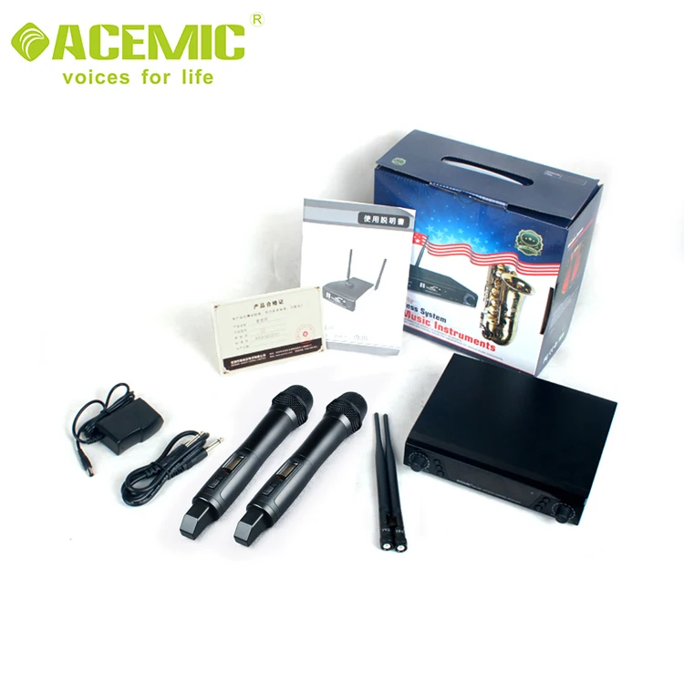 Беспроводная микрофонная система acic EX 200 UHF Pro Dual 150M 2 канала для сцены караоке