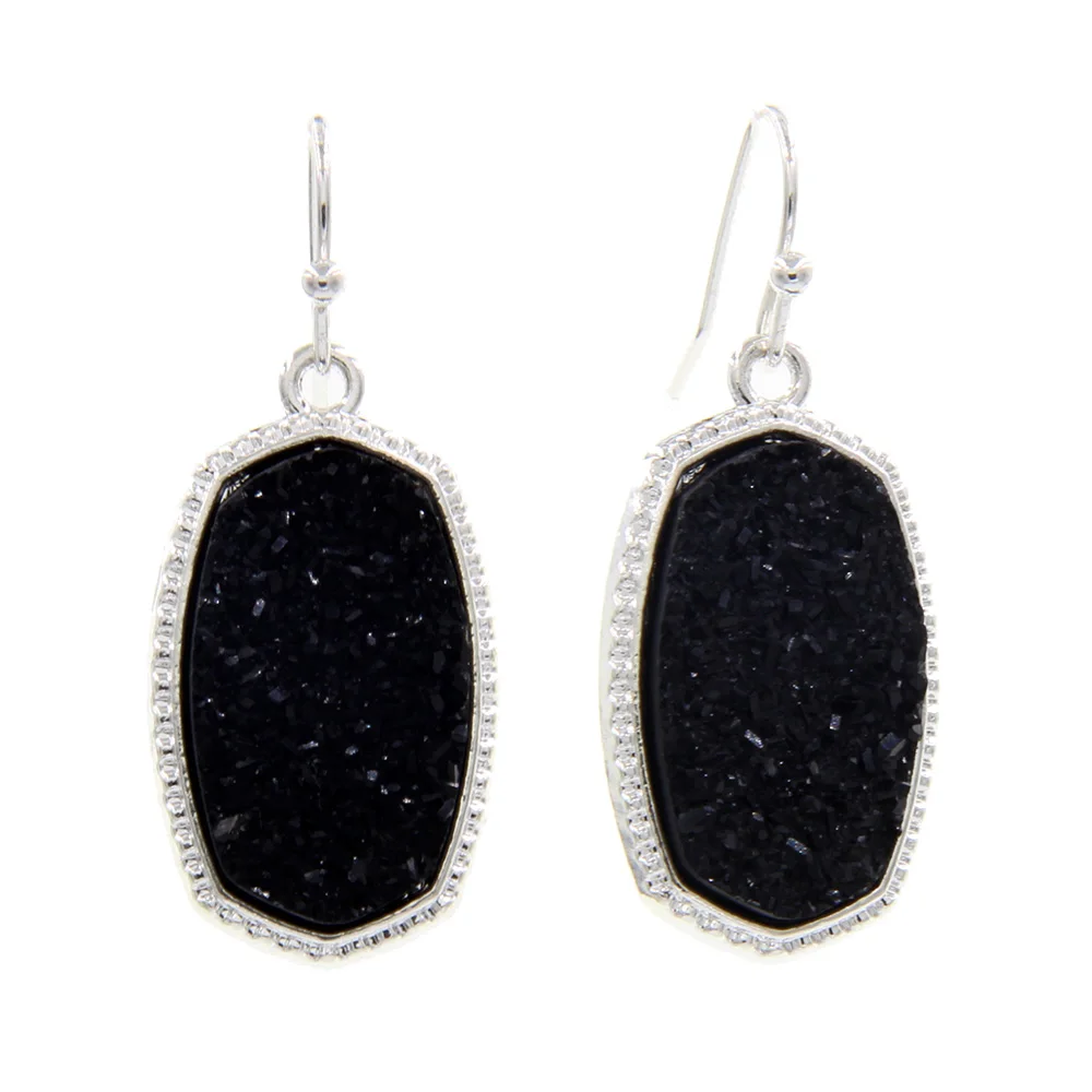Black YJX030 6 пара Красочные Druzy камень мини Drusy овальные серьги потрясающие Chic себе Мини Jewelry осень новое поступление - Окраска металла: Black