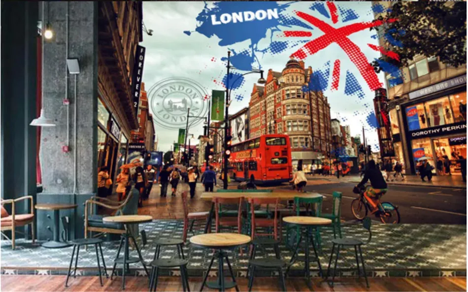 На заказ Настенные обои 3D Великобритании London street обои с пейзажной тематикой кафе ресторан гостиная обои для стен