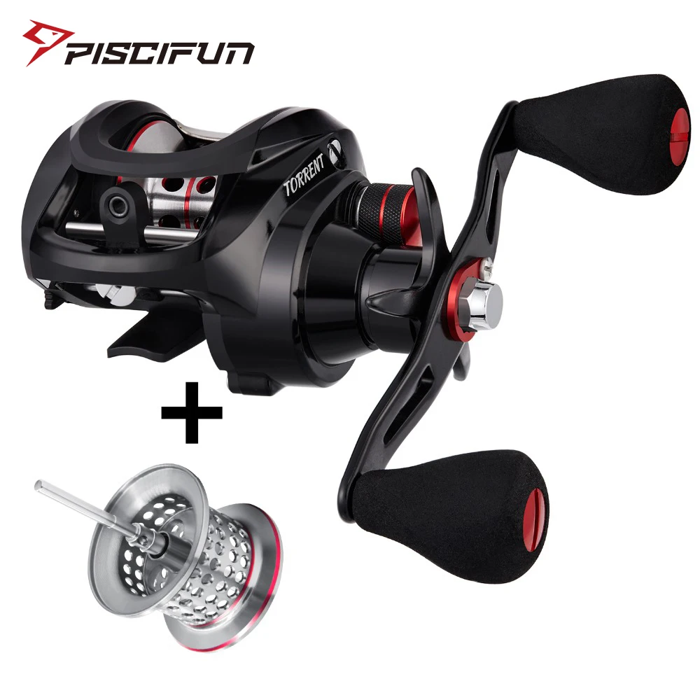 

Piscifun Torrent Baitcasting Reel with Shallow Spool 8.1kg Max Drag 7.1:1 / 5.3:1 Gear Ratio 6 Bearings Low Profile Fishing Reel