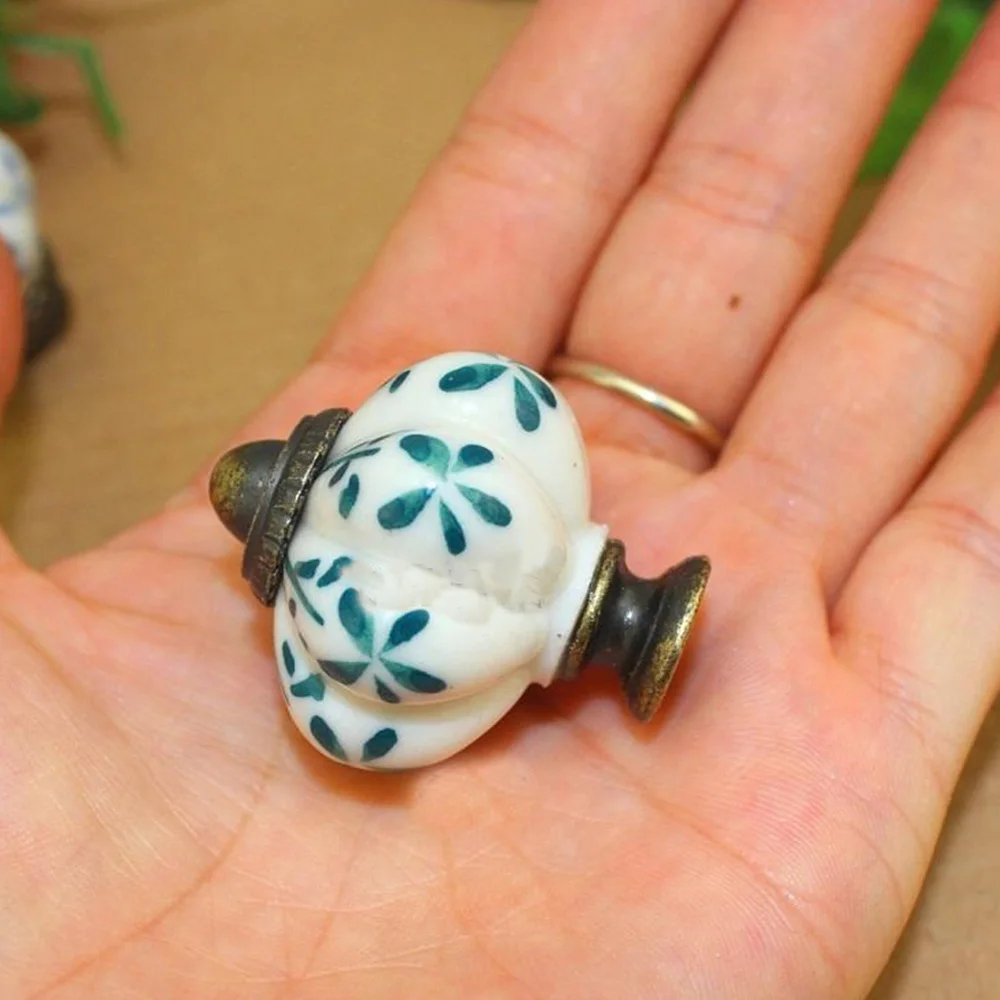 Ручная роспись синий и белый фарфор Тыква стиль ручка одно отверстие