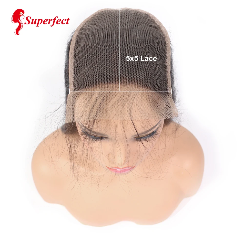 Superfect 5X5 Кружева Закрытие С глубокое разделение 8-22 дюймов бразильский Remy человеческих волос Выбеленные узлы с детскими волосами