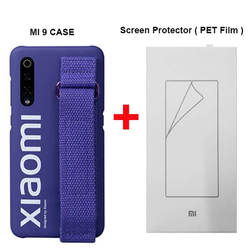 Purple Case add PET Xiao mi 9 Чехол 9 SE жесткий чехол из ПК ремешок на запястье Чехол протектор задняя крышка чехол для XIao mi 9 mi 9SE/пленка для экрана PET - Цвет: Purple Case add PET