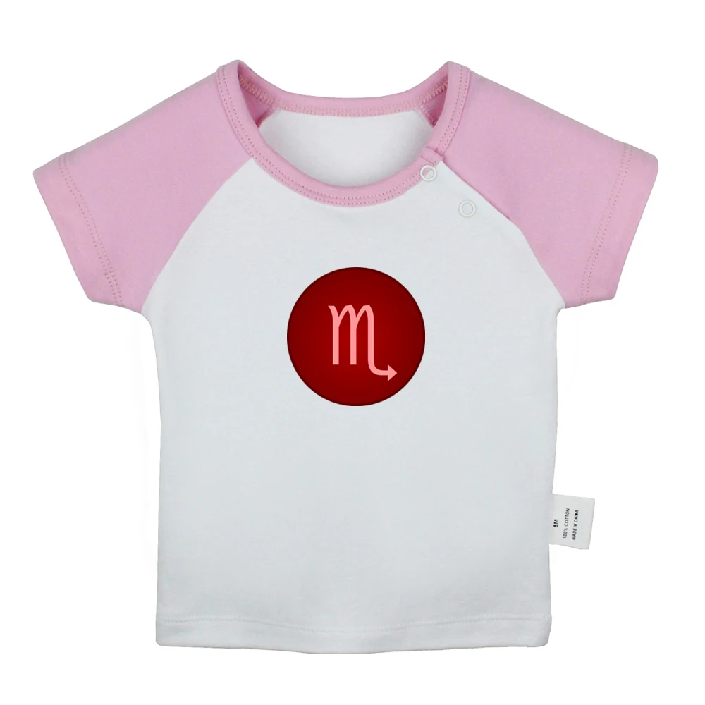 Scorpio Pisces Sagittarius Virgo Capricorn Aquarius Symbol gray pink Newborn Baby T-shirts Toddler Graphic Short sleeve Tee Tops | Детская