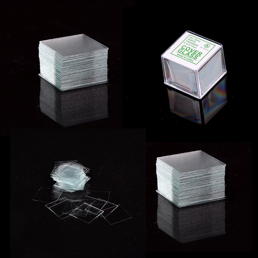 

100pcs/box Professional Glass Cover Glass Micro Cover Slips 18x18mm Microscope Slide Covers