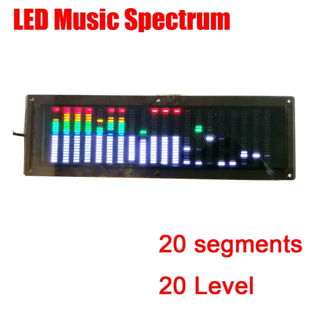 Multicolor LED Music Spectrum Display Analyzer CAR MP3 Amplifier Audio 20 Level Indicator rhythm VU METER CLOCK 5V 12V