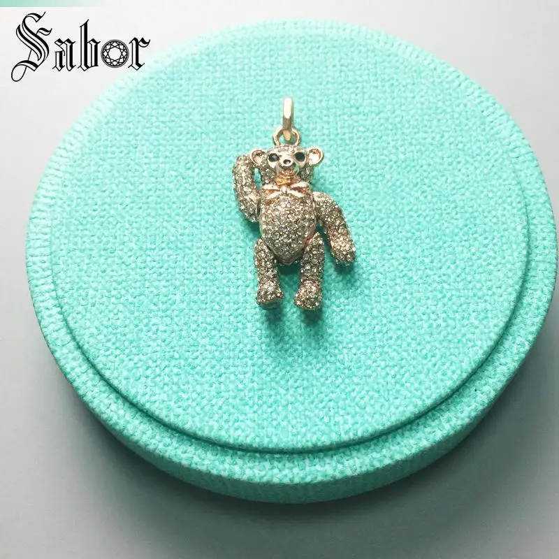 Кулон медведь Тедди цвет розового чистого золота размер 3 см для женщин новый