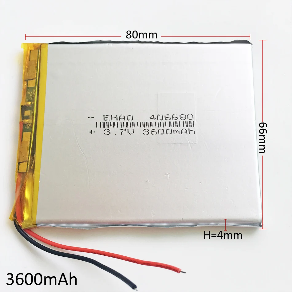 5 pcs 406680 3.7V 3600mAh Lithium Polymer Rechargeable Lipo battery for GPS DVD PAD power bank e-book camera tablet PC laptop |