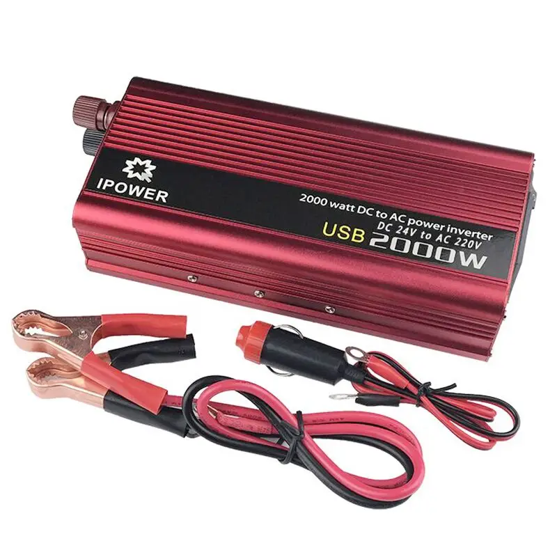 

Car Power Inverter DC 24V to AC 230V 2000W Vehicle USB Adapter Converter Car Inverter Power Supply Switch On-board Charger