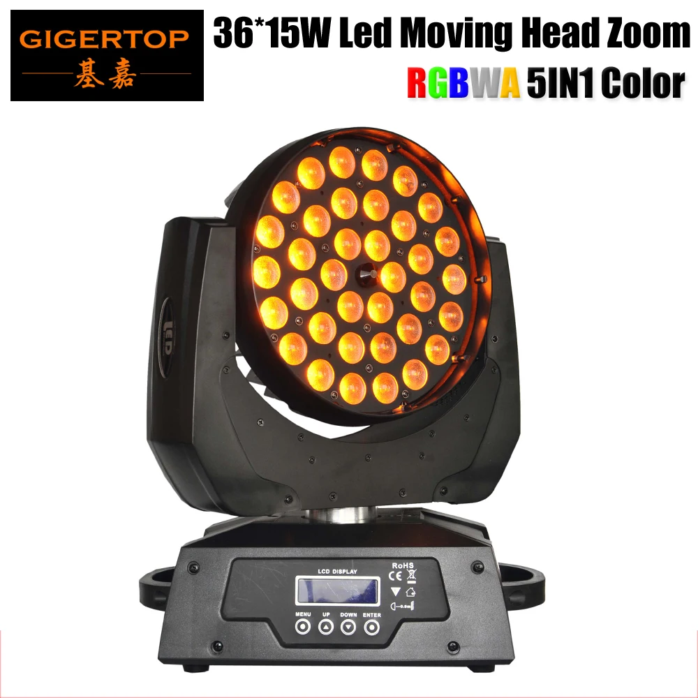 TIPTOP TP L621A 36x15 Вт 5в1 RGBAW Zoom LED Moving Head Wash с ЖК дисплеем Powercon DMX In Stage Light в наличии