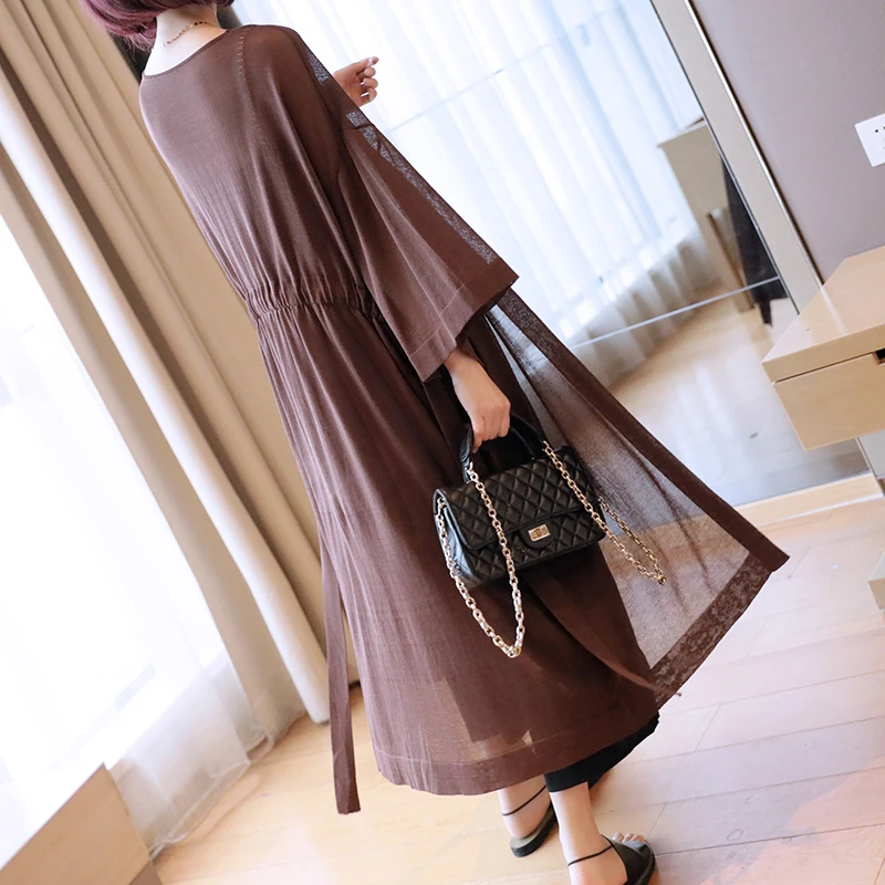 New Fashion Sun Protection ice silk women's knitted sweater knitwear solid Female Office Lady Patchwork large size open stitch |