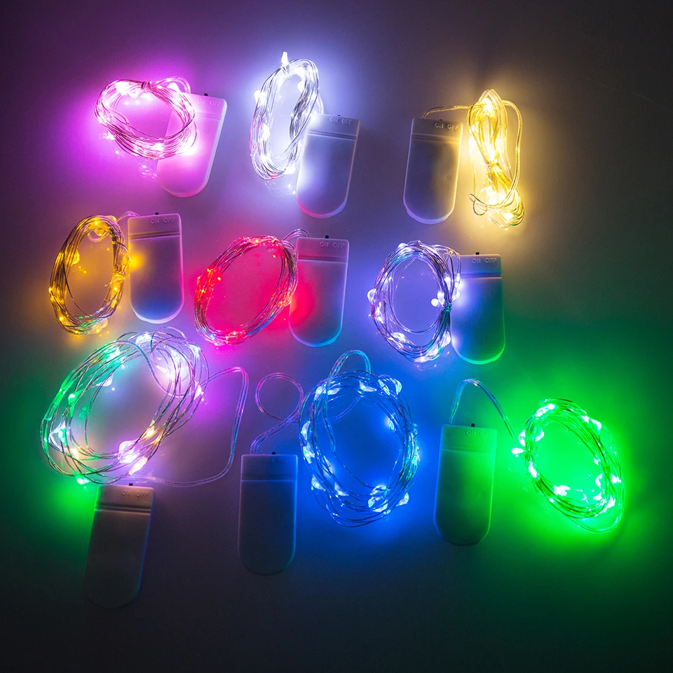 Супер дешевые 2 м Светодиодные серебряные Проводные гирлянды для рождества дома