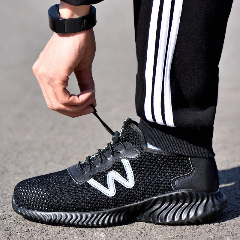 

Men's Summer Breathable Lightweight Work Safety Shoes Men Outdoor Steel Toe Cap anti-smashing piercing Construction Safety Boots