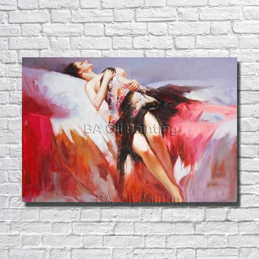 

High Quality Hand Painted Canvas Art Beautiful Women Oil Paintings Modern Decoration Wall Art Living Room Decor no Framed