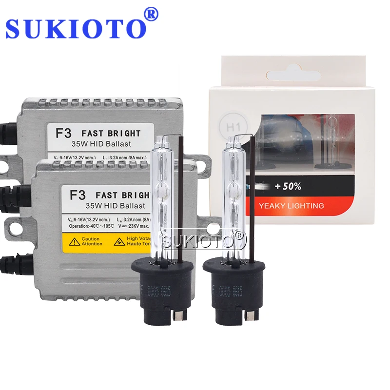 SUKIOTO 35 Вт Yeaky Xenon D2H H1 H11 HB3 HB4 H7 HID комплект фар 4500K 5500K 6500K Reator DLT F3 ксенонового балласта