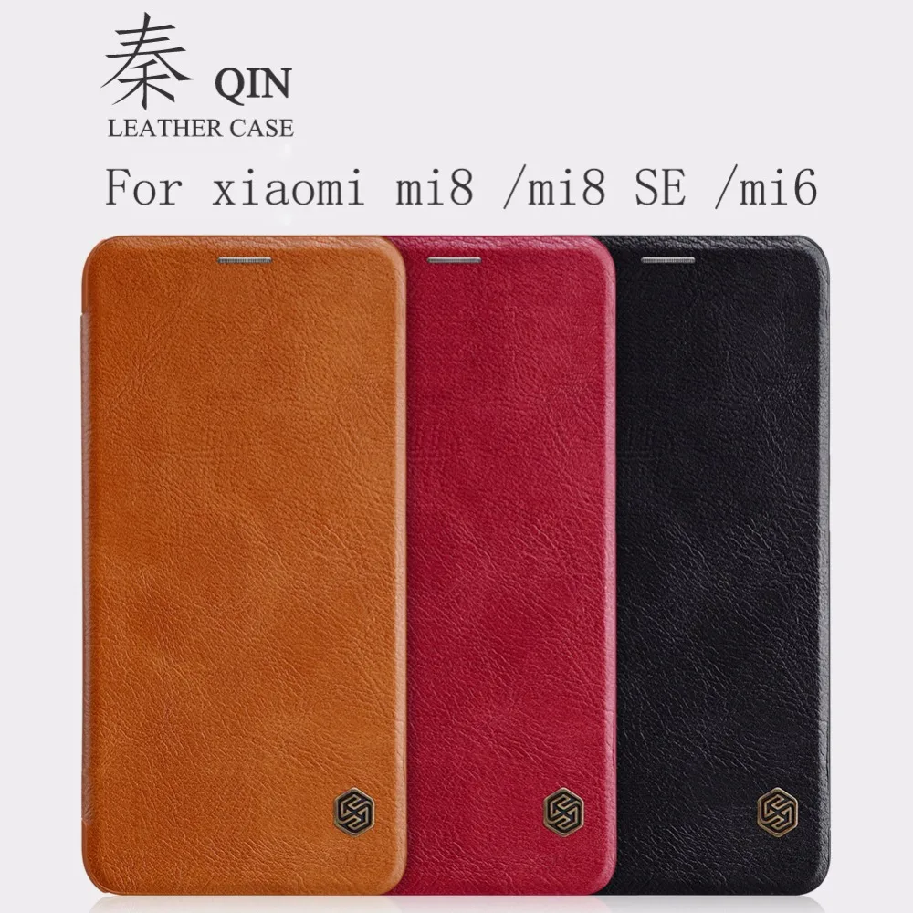 Кожаный чехол Nillkin QIN для xiaomi mi8 защитный флип mi 8 MI6 с функцией пробуждения/сна|flip