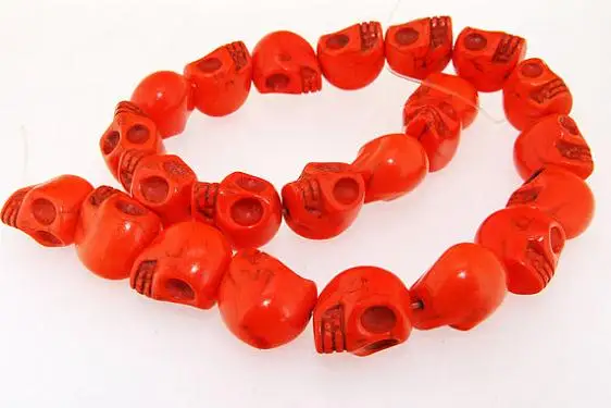 

Unique Pearls jewellery Store Carved Skull Orange Turquoise 18mm Gemstone Loose Beads One Full Strand 15 inches LC3-357