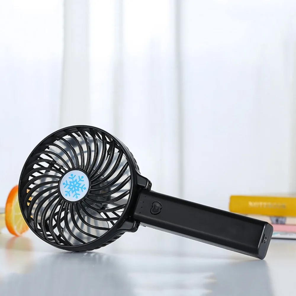 Handheld USB Fan Cooler Portable Mini Battery Operated Rechargeable Foldable Handy Small Desk Desktop Cooling Black |
