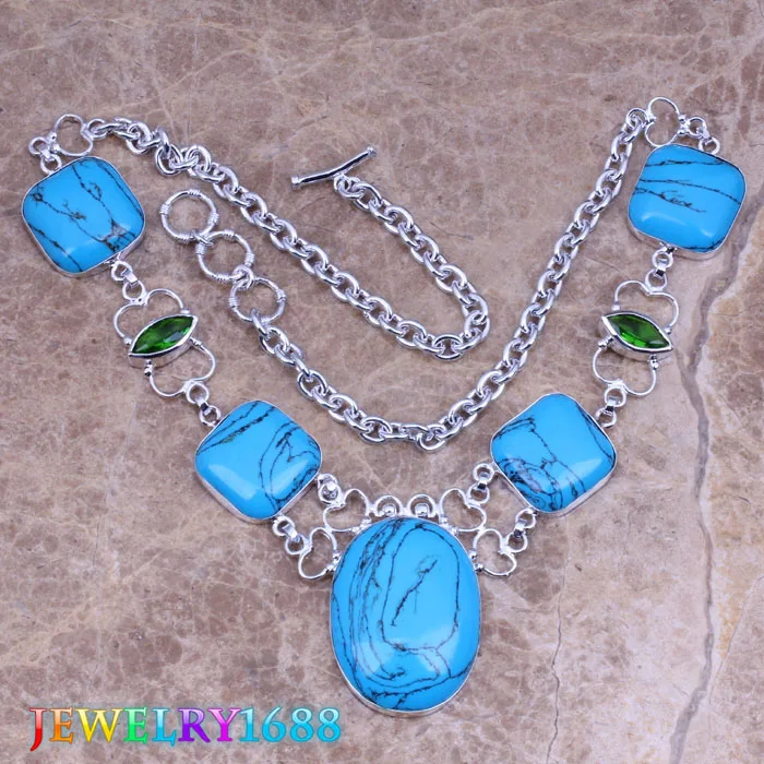 Ожерелье с блестящим синим покрытием L722 | Украшения и аксессуары