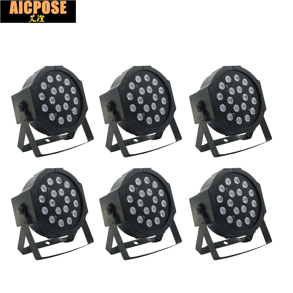 6 шт./Лот 18 шт. 3 Вт светодиодные лампы 18x3 Par RGB в 1 плоский par led dmx512 дискотеки