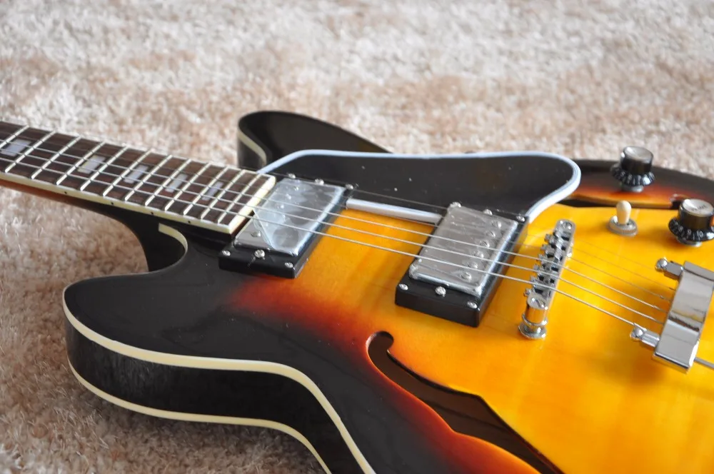 New arrival top quality Semi hollowbody guitar Sunburst color Flamed maple back and front ES335 Jazz |