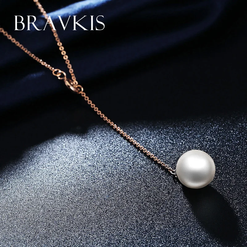 BRAVEKISS simulated pearl pendant necklace for women charm choker necklaces chain collier Y girls bijoux BUN0113 | Украшения и