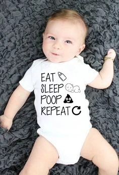 FashionInfant детским комбинезончиком Eat Sleep корма Повторите летняя одежда для малышей