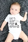 FashionInfant детским комбинезончиком, Eat Sleep корма Повторите летняя одежда для малышей для мальчиков и девочек с надписью: комбинезон комбинезоны верхняя одежда