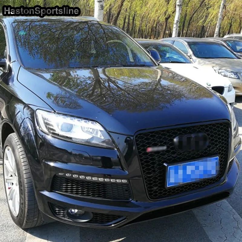 Для Audi Q7 SQ7 RSQ7 черная оправа с хромовый Логотип передний капот Центр решетка Стайлинг автомобильной решетки 2007