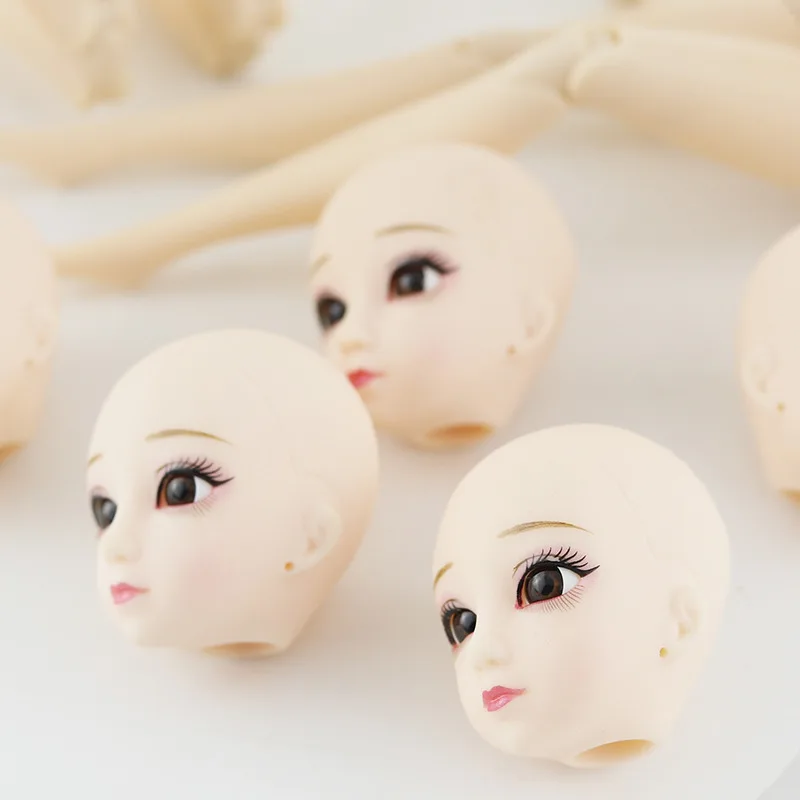 2Pcs Soft Plastic DIY Doll Heads 1/6 BJD Doll's Practicing Makeup Head With Eyes Dolls' Accessories | Игрушки и хобби