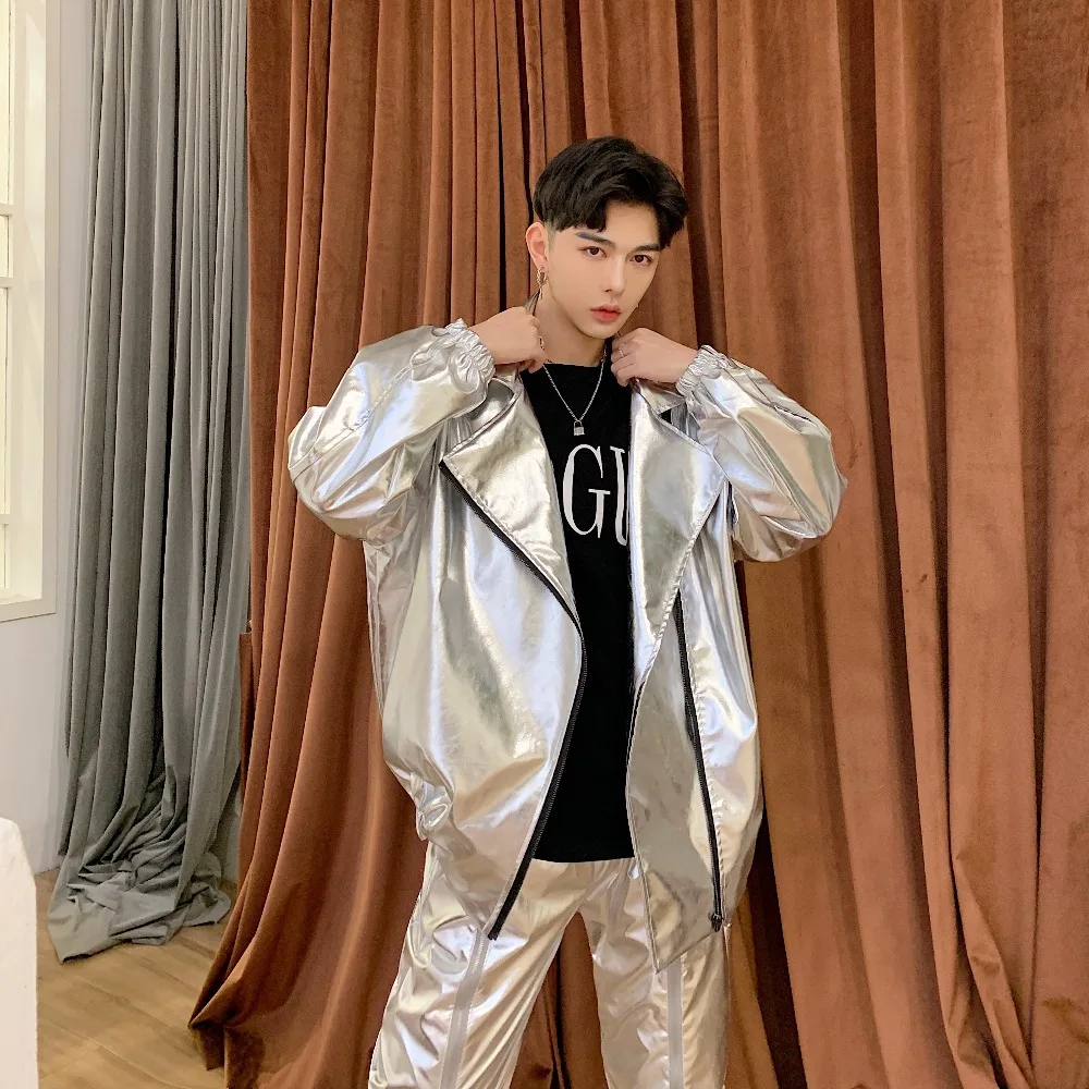 M xxxl 2019 Новая мужская хип хоп ветрозащитная блестящая куртка ди джей в ночном