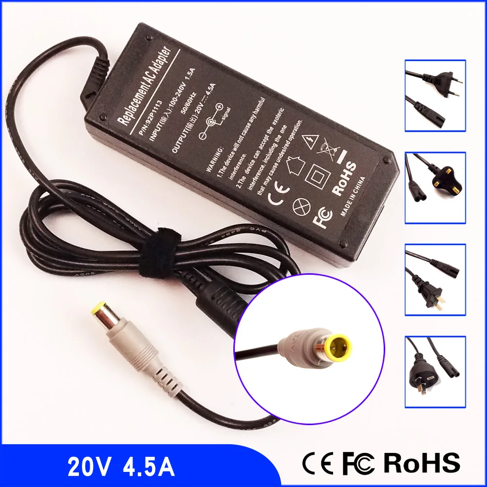 

20V 4.5A Laptop Ac Adapter Power SUPPLY + Cord for IBM / Lenovo / Thinkpad T400 T410 T420 T430 T500 T510 T520 T530 T400s T410s