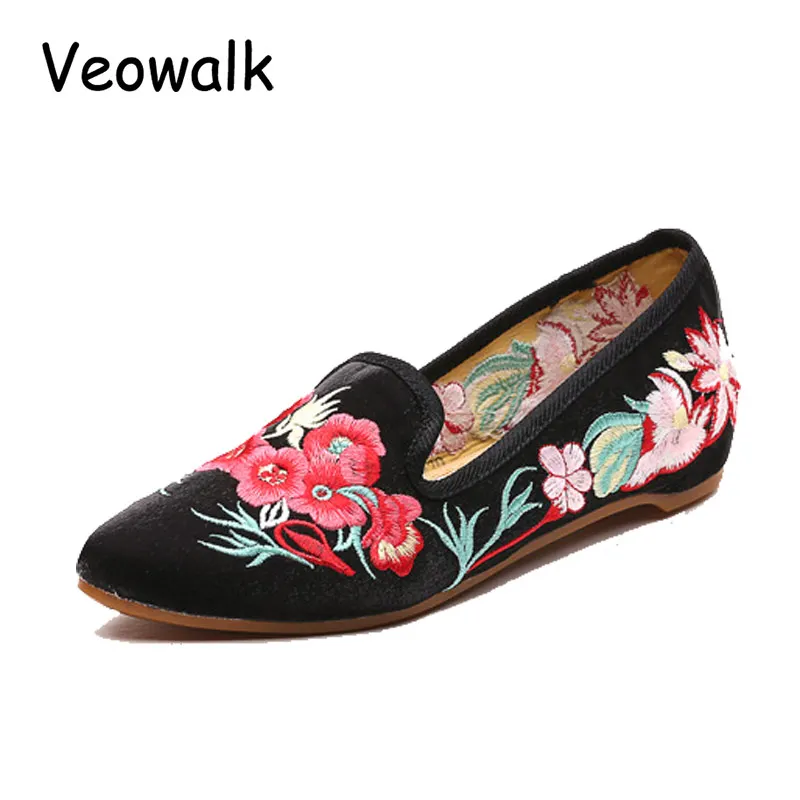 Veowalk/Женская обувь на плоской подошве в китайском стиле Удобные летние женские