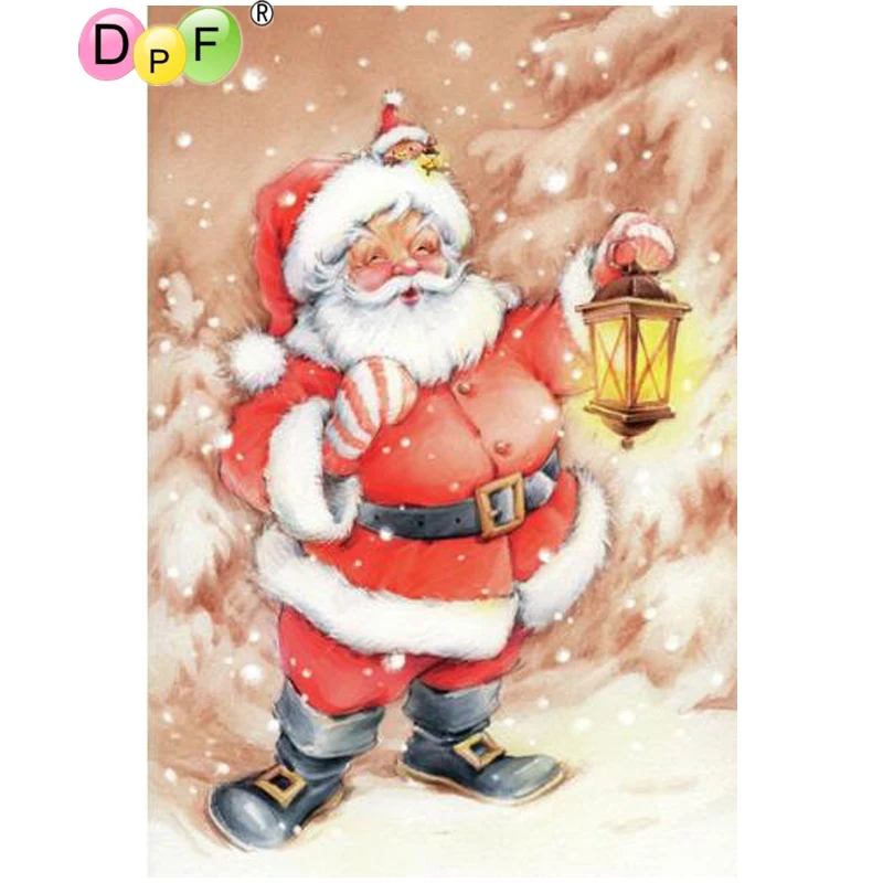 DPF Алмазная вышивка Санта-Клаус светится Живопись Вышивка крестом Набор для