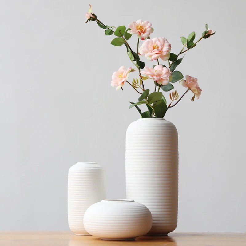 Набор из 3 минималистичных линейных дизайнерских вазы белая фарфоровая ваза для