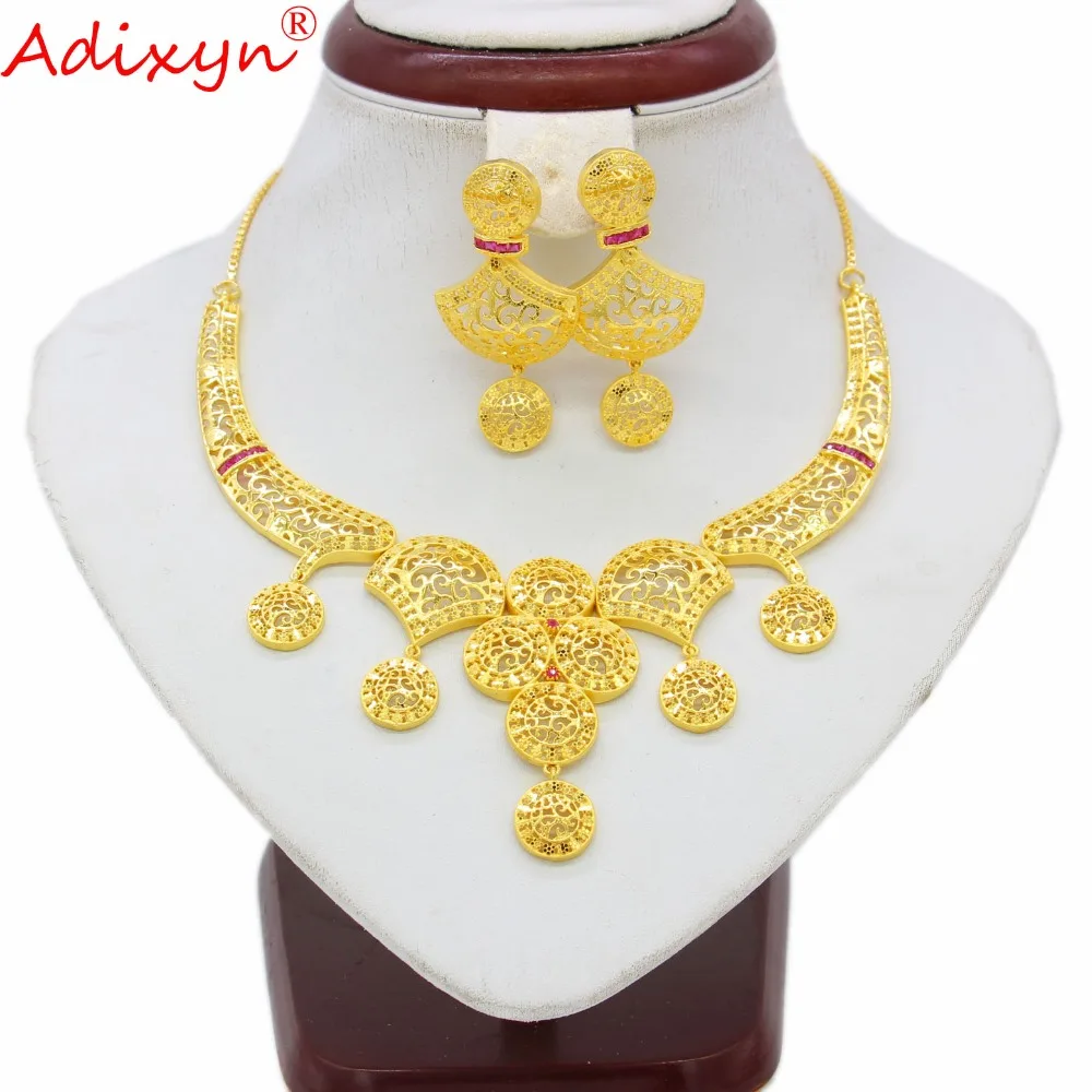 Adixyn индийский Хрустальный чокер ожерелье серьги золотой цвет/медь Ювелирные