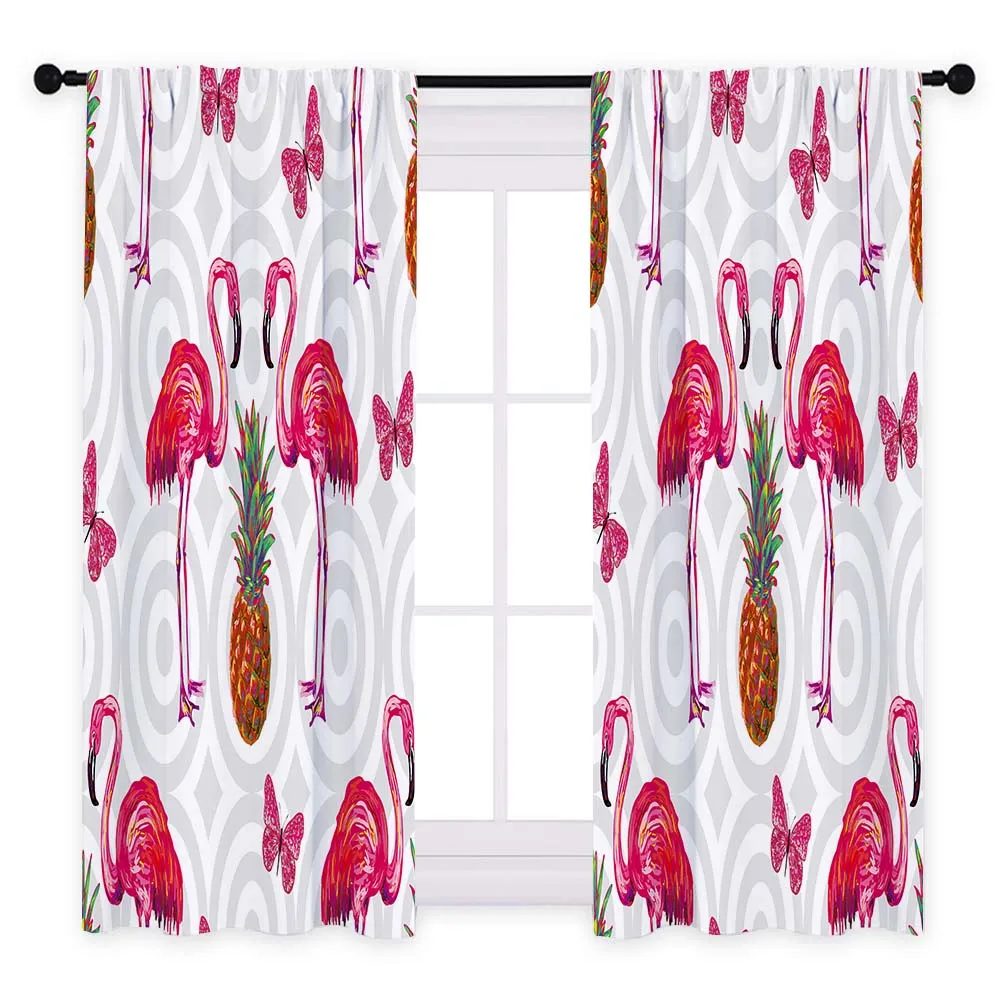 Style C2 - 2pcs Miracille, занавески для гостиной, Северный ветер, фламинго, пальмы, занавески для спальни, занавески, размер на заказ - Цвет: Style C2 - 2pcs