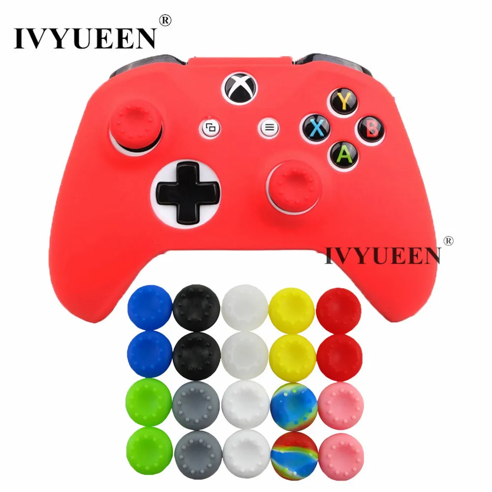 Красный Силиконовый чехол IVYUEEN для Xbox One X S с 20 аналоговыми колпачками для джойстика X Box One X S - Цвет: Красный